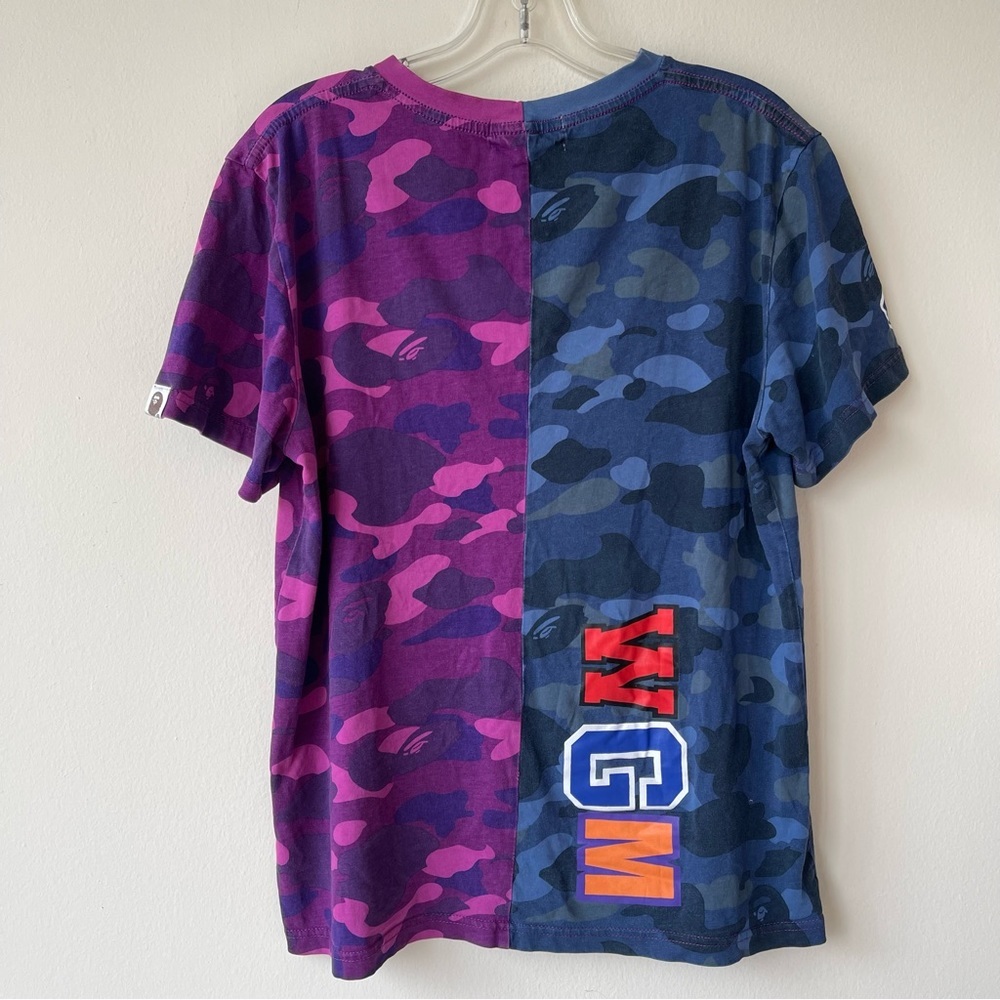 A BATHING APE Split Shark Camo T-Shirt Purple Blue WGM Graphic Tee Medium - Picture 3 of 11